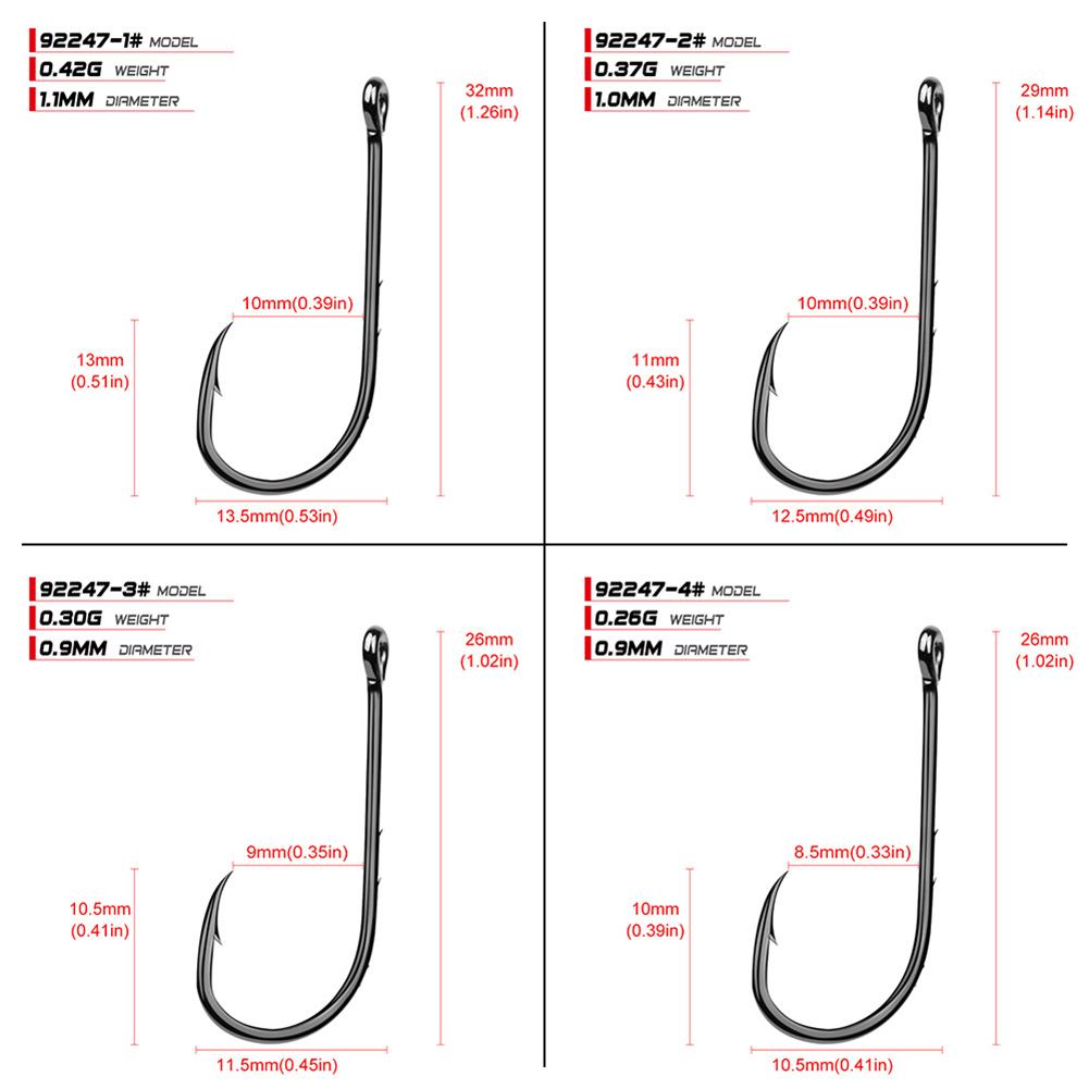 100pcs High Carbon Steel 1#-6/0# Fishing Hook Single Barbed Hook Fishing Accessories