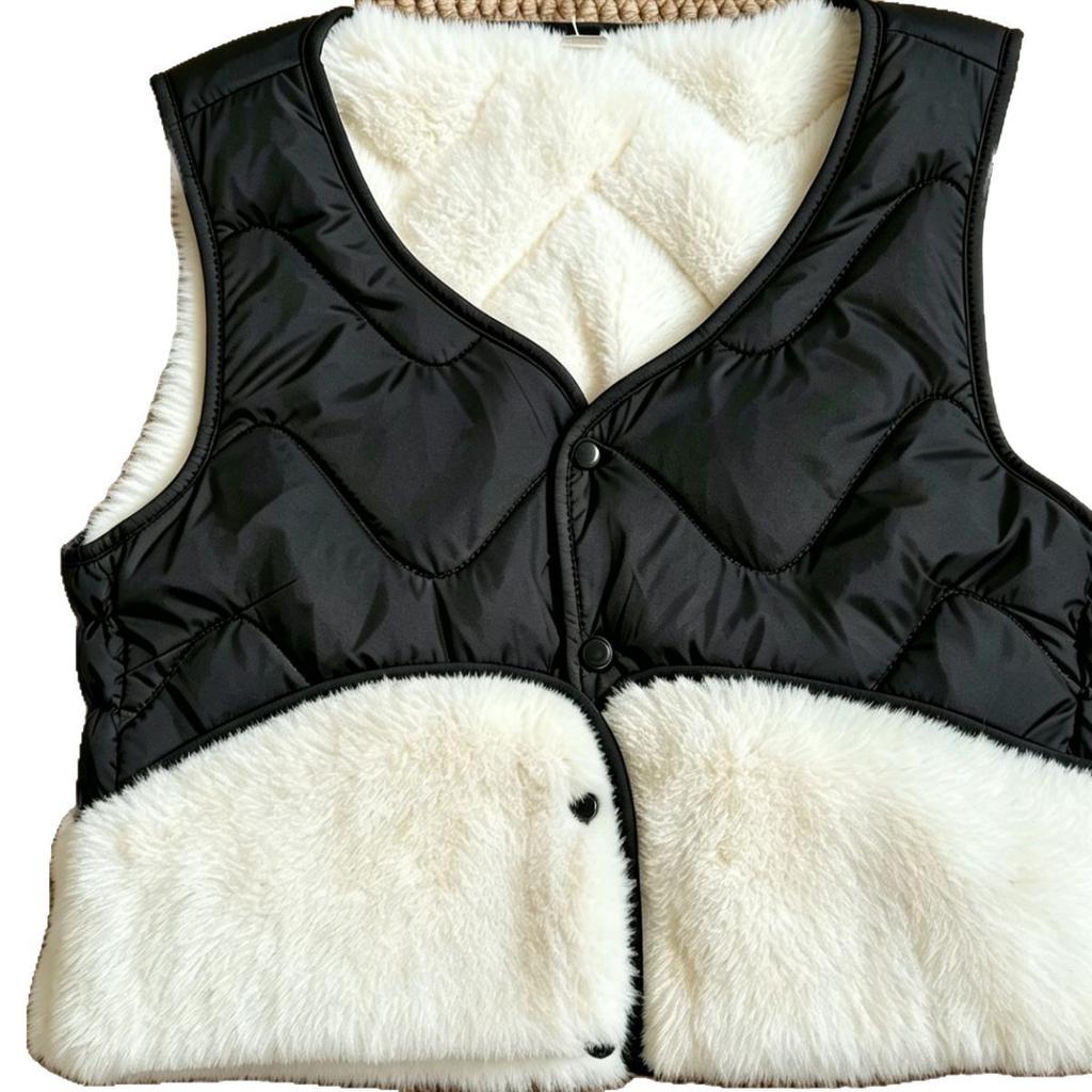 Down cotton vest women's short autumn and winter new thickened lamb down vest warm inner V-neck sleeveless slim-fit vest