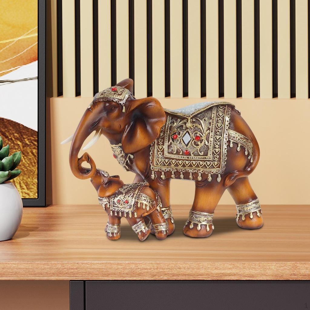 Статуя слонов-матери и ребенка, фигурка животного из смолы, креативный декор, центральная часть стола, скульптура