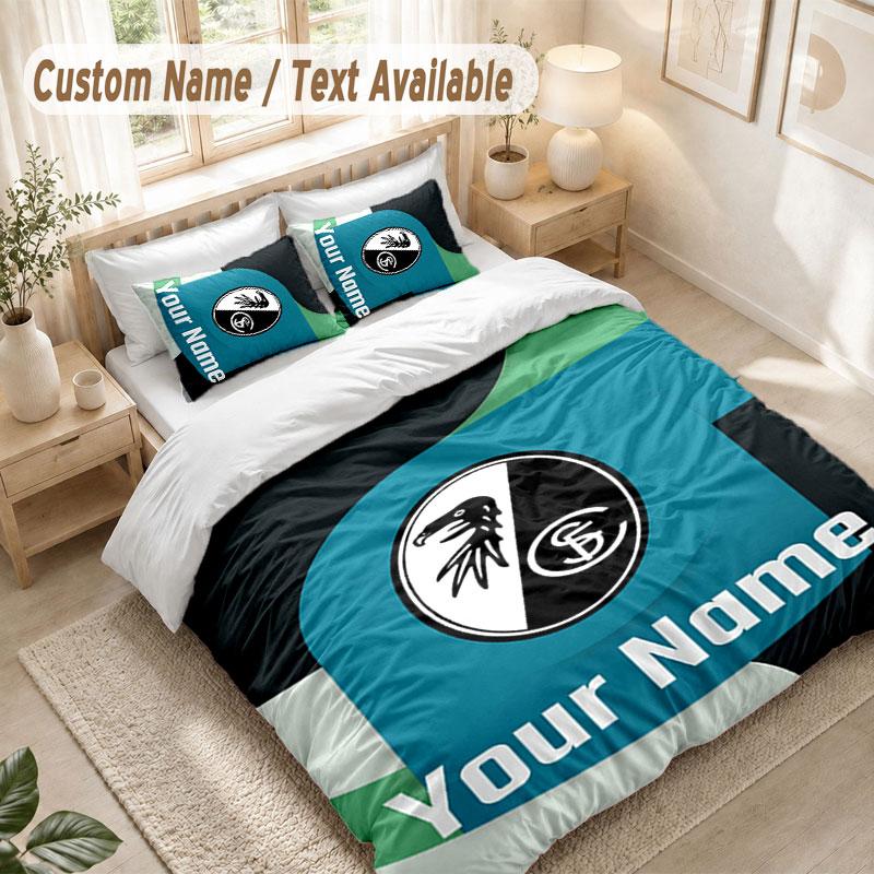 Custom Name Bedding Set 3 PiecesSC Freiburg FC Print Duvet Cover + 2 Pillowcases Soft Bed Decor