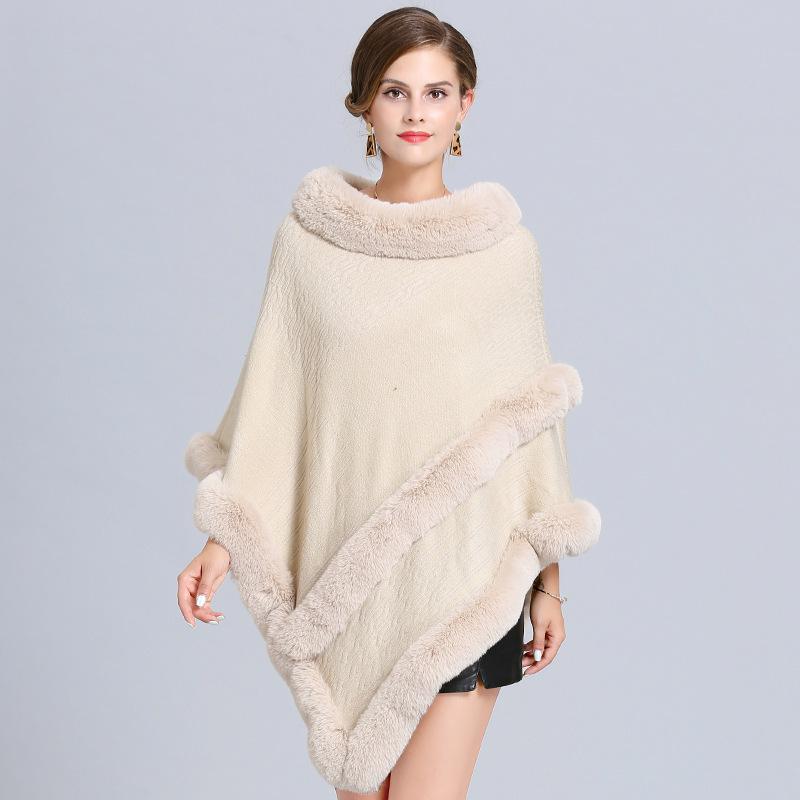 Средний и длинный меховой воротник круглый вырез пуловер вязаный свитер накидка шаль куртка женская 1559 #