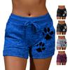 Women High Waist Cats Claw Print Drawstring Quick Dry Elastic Sports Shorts