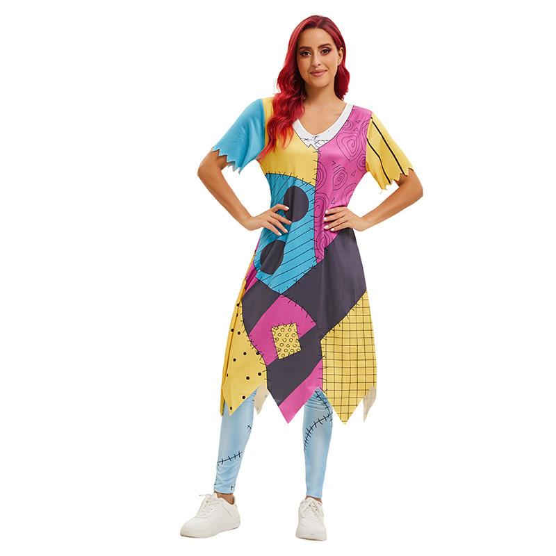 Cosplay European Halloween Costumes Christmas Fright Night cos Sally Dress Stacked Cosplay