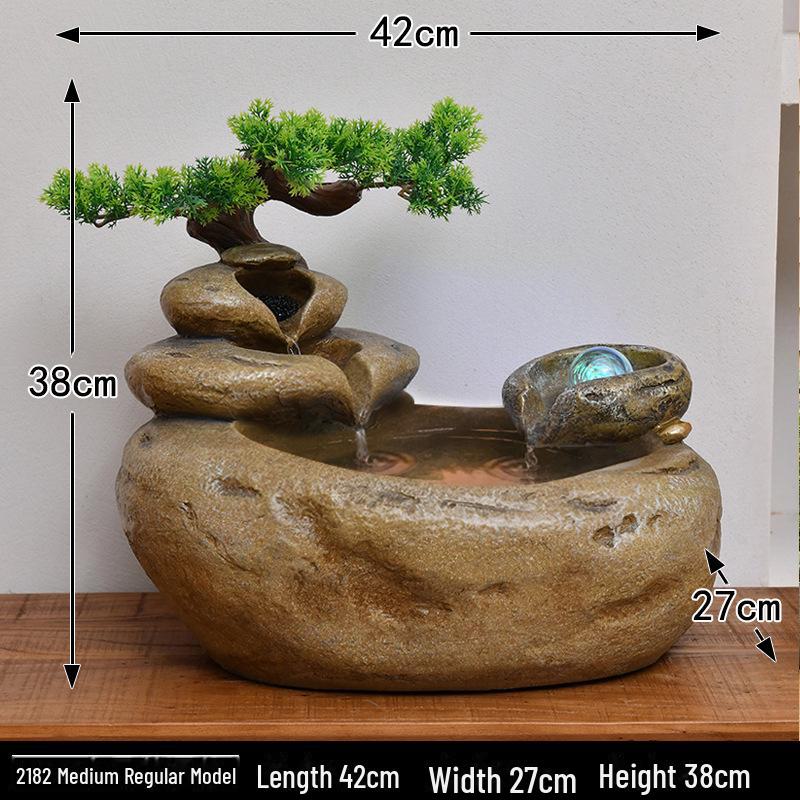 Настольный фонтан с каменной горкой - украшение в виде колеса фэн-шуй с циркулирующей водой для офиса или дома.