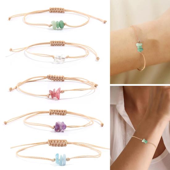 Кристальный плетеный браслет ручной работы, регулируемый браслет из шнура, бохо, лето