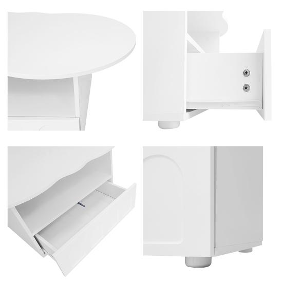 Home Living Room Coffee Table with Drawer Storage Compartments 2-Tiers Rounded Corner Smooth Wood Tea Surface Easy Assembly Cloud Shaped Furniture
