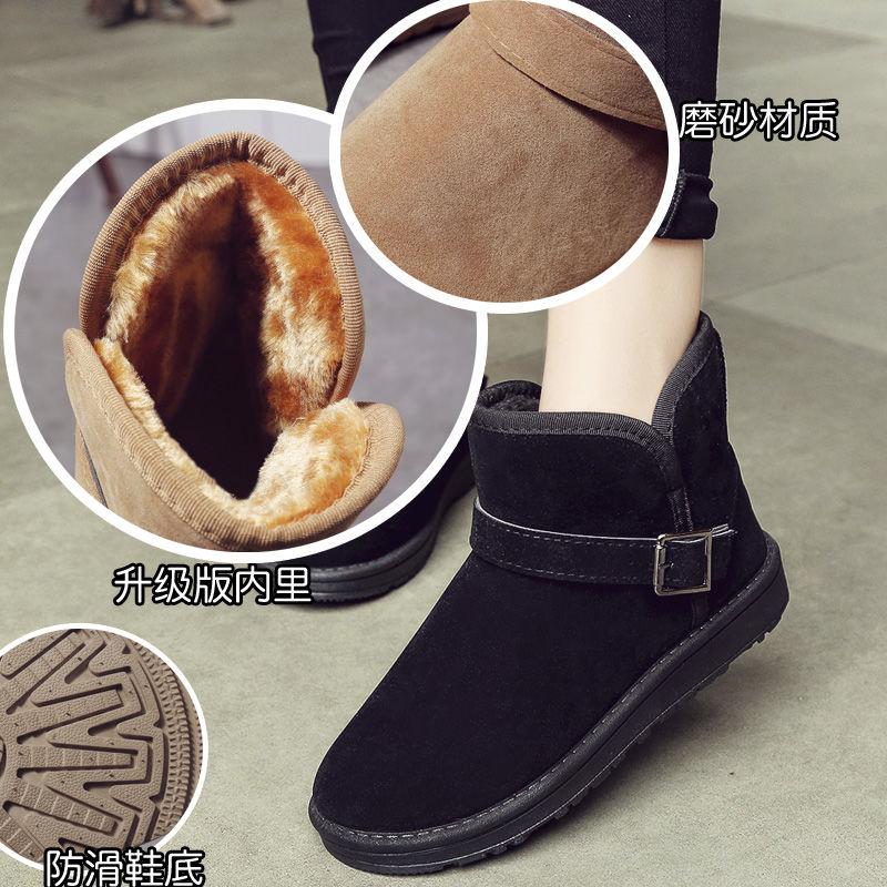 Зимние Нескользящие Теплые Короткие Снежные Ботинки Женские Ботинки Студенческие Плоские Короткие Ботинки Зимние Ботинки Обувь с Хлопковой Подкладкой Обувь Мода