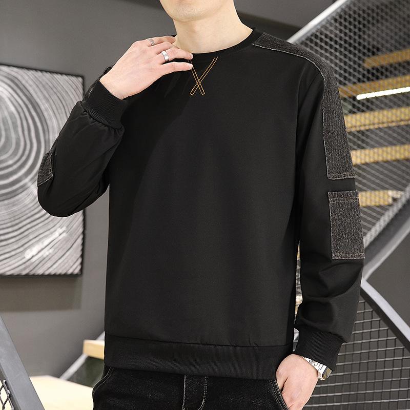 Весна и осень Тонкая спортивная футболка с круглым вырезом и длинным рукавом Мужская свободная и дышащая модная универсальная тенденция