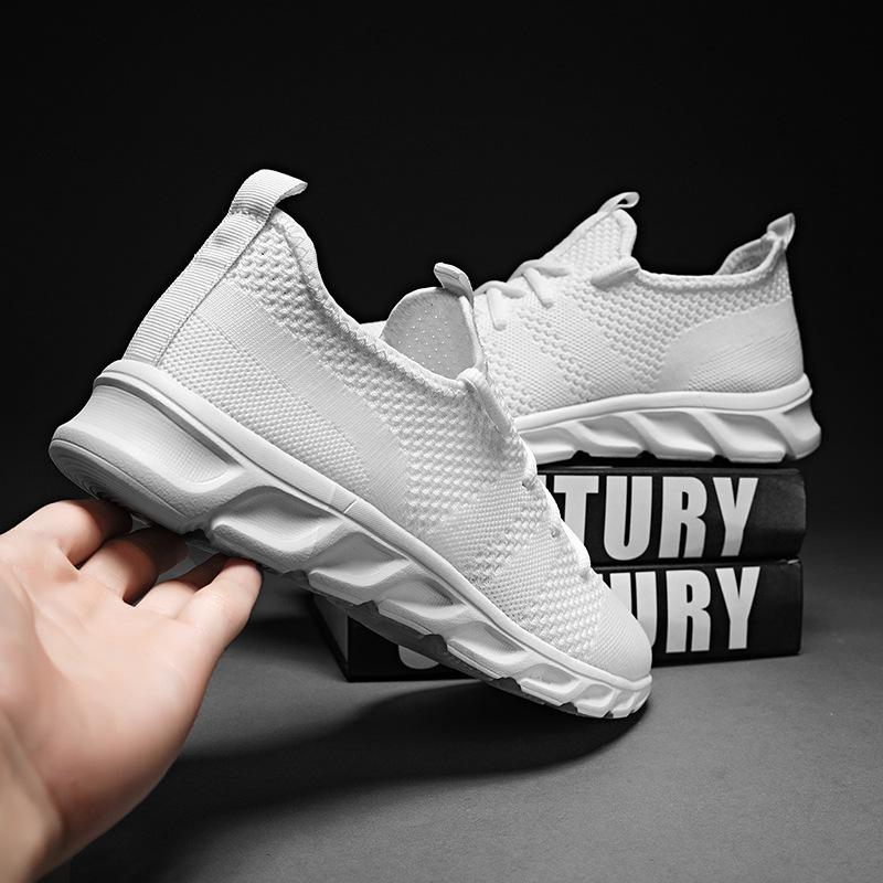 Мужские кроссовки Flyknit с сетчатой вставкой, для трансграничной торговли, размеры 45-47, легкие, низкие, всесезонные, повседневные, спортивные
