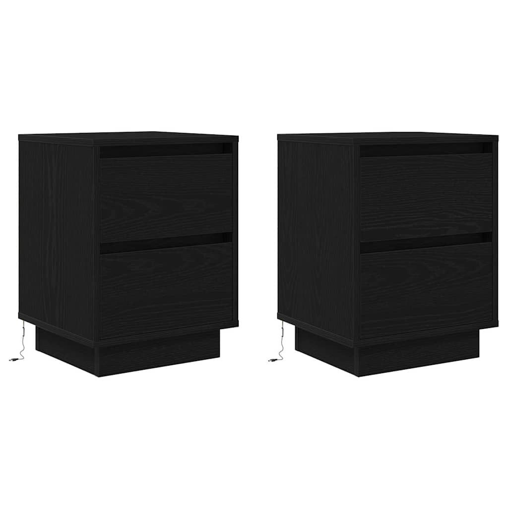 LED Nightstands (2 pcs) Black 38 x 34 x 50 cm