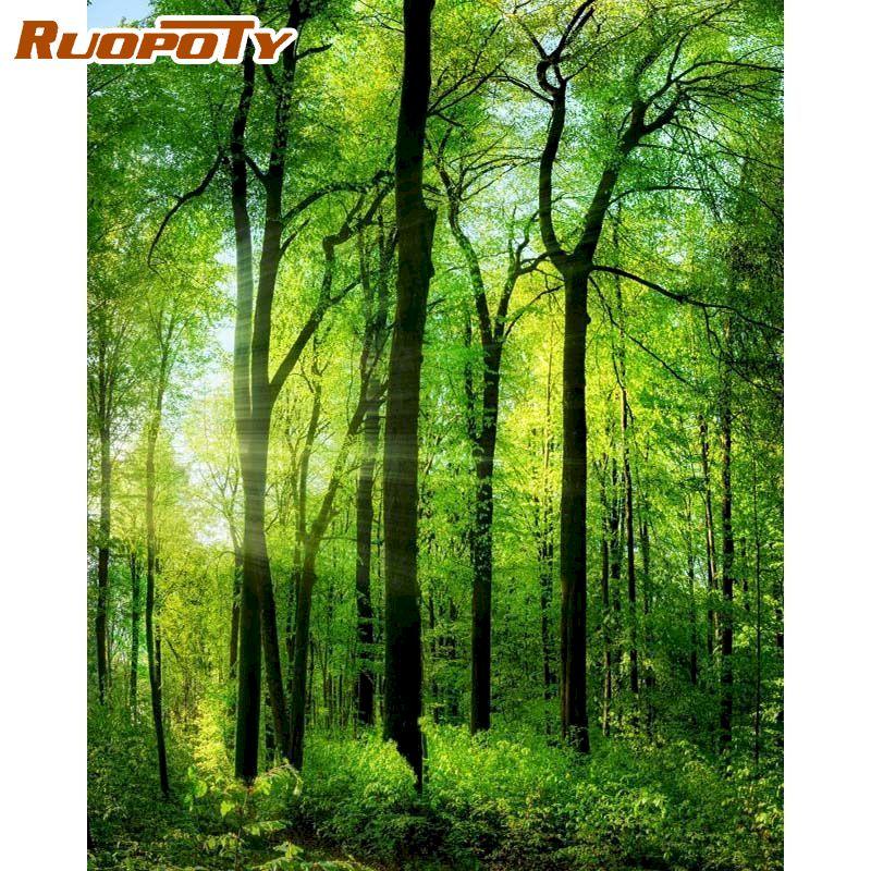 RUOPOTY Розовый пейзаж DIY картина по номерам акриловая краска по номерам пейзаж настенная живопись на холсте для хобби искусство 40x50 см