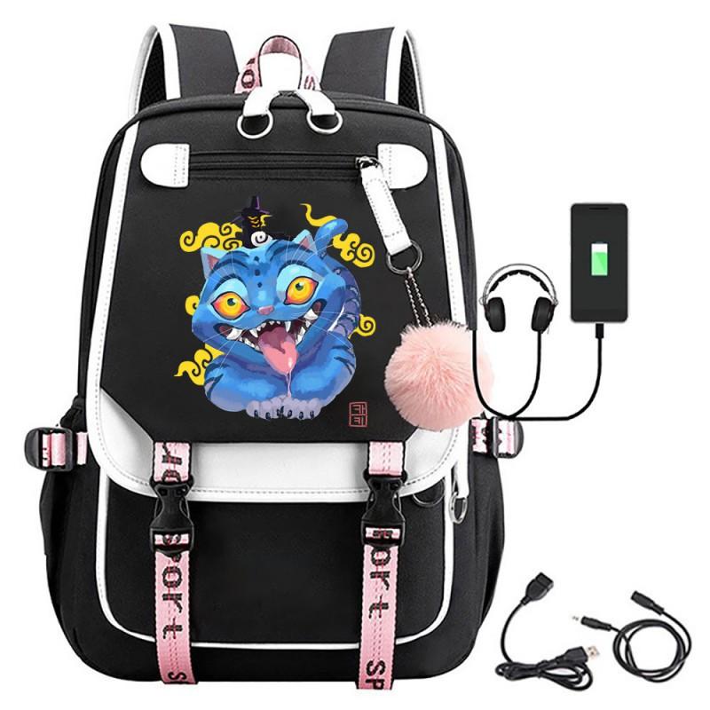 Kpop Anime Backpack Students Teens Daily Use 15-inch Laptop Compatible Oxford Fabric PU Trim 20L Capacity