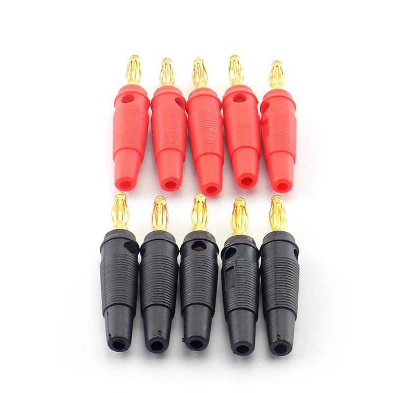 10Pcs Red Black 4mm Banana Plug Socket Connector Gold Plated / Nickel Plated 4mm Banana Male Female Binding Post Speaker Cable