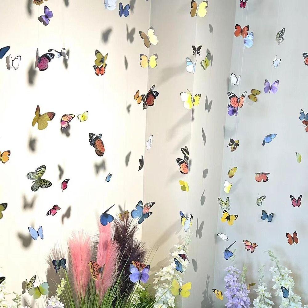 32Pcs Creative DIY 3D Butterfly Colorful Double Layers Refrigerator Stickers Wall Stickers Wedding Event