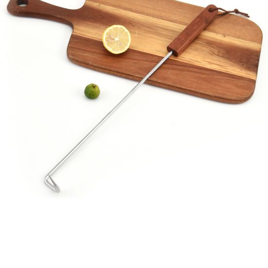 Крючок для гриля для стейков и барбекю, лопатка для мяса с деревянной ручкой, нержавеющая сталь, для гриля овощей, портативный кухонный инструмент