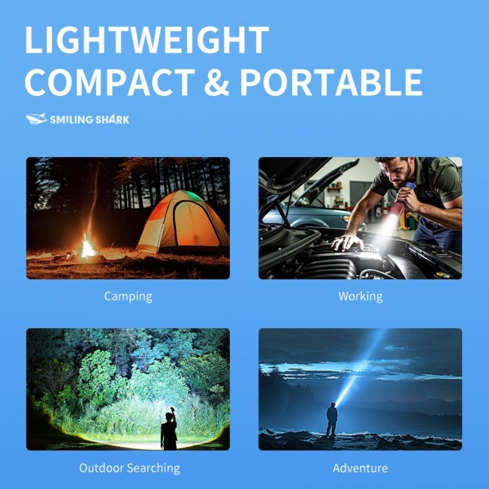 Strong Light LED Display Flashlight Digital Display Emergency Work Light  Hiking