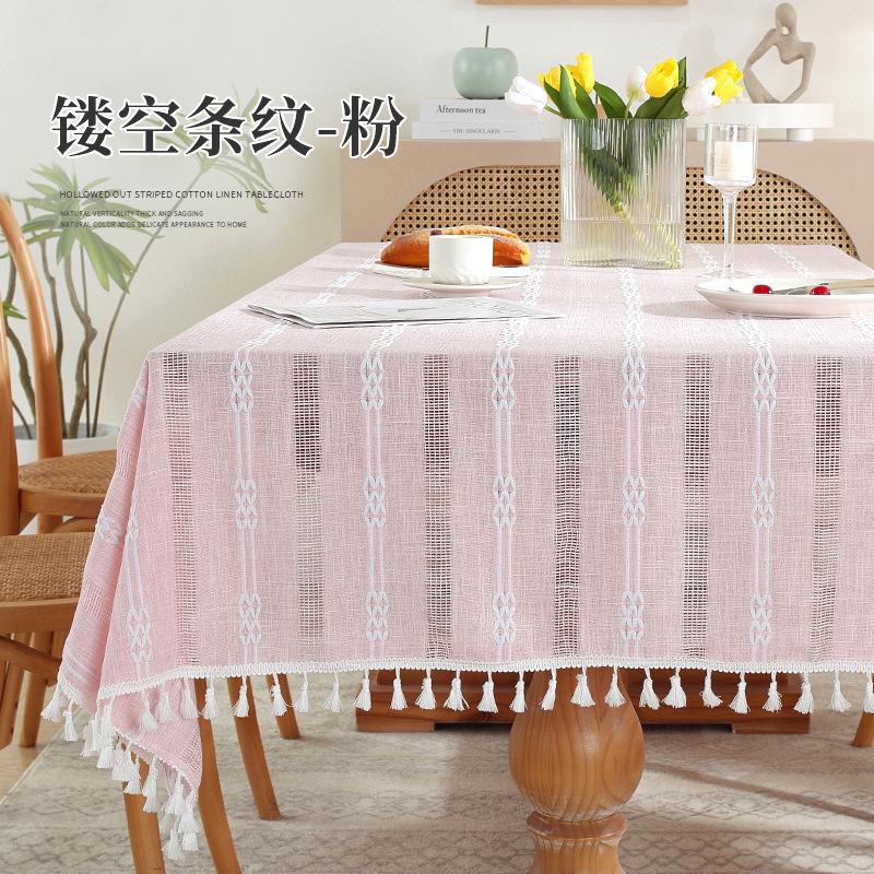 Nordic Hot-Selling Miss Wind Dining Table Tablecloth Imitation Cotton And Linen Coffee Table Cloth Rectangular Hollow Model Jacquard Tablecloth Cover