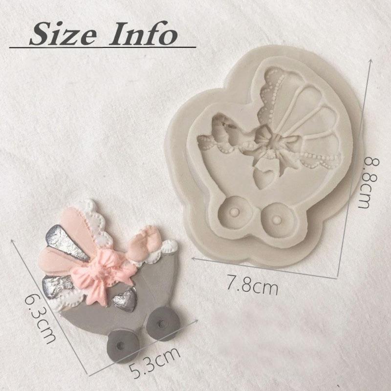 New Lovely Baby Carriage Silicone Mold Fondant Cake Mold Baking Tool Cupcake Candy Clay Cake Decor 1pc