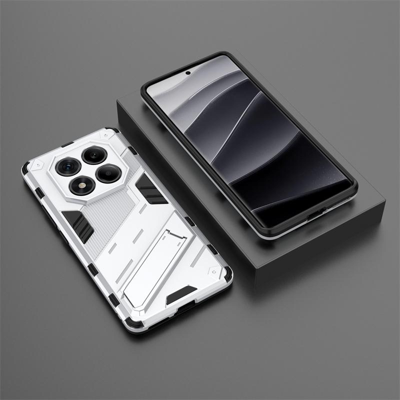 Punk Bracket Phone Case For Xiaomi Redmi Note 14 4G Global Case Shockproof For Redmi Note 14 Pro 4G Funda Back Cover