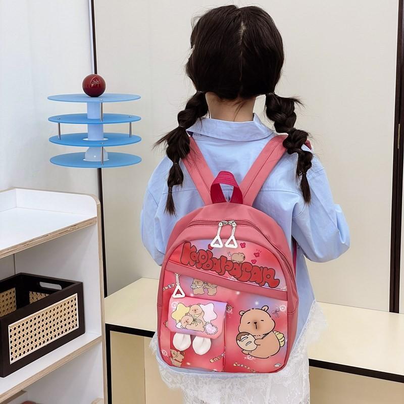 Printed Children Capybara Backpack Breathable Lightweight Cute Schoolbag Cartoon