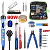 Soldering Iron Kit 80W Adjustable Temperature Welding Tool with ON-Off Switch Flux Paste  Tips Cleaner Soldering Station LED