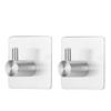 2 PCS Punch Free Adhesive Hook Silver Towel Hook Practical Coat Hook  Space Saving