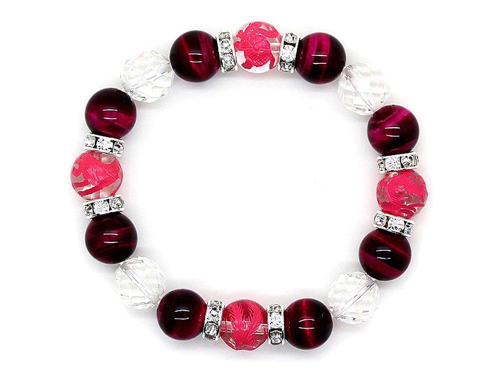 Граненый хрусталь 10мм розовый четыре божественных зверя хрусталь 10мм розовый тигровый глаз 10мм браслет из энергетического камня [Камень] 64 грани