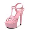 Sexy Women Platform Heels Cross Strap Ankle Buckle Sandals 15cm Stiletto Heeled Nightclub Pole Dance Shoes