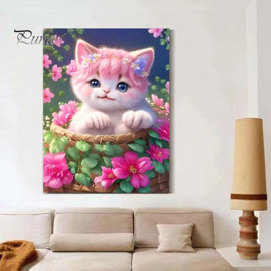 1 набор мультяшных кошек, картины из стразов с инструментами для дрели на холсте, 5D, набор для самостоятельного изготовления поделок из стразов, художественный рисунок, набор для украшения, для начинающих, взрослых и детей