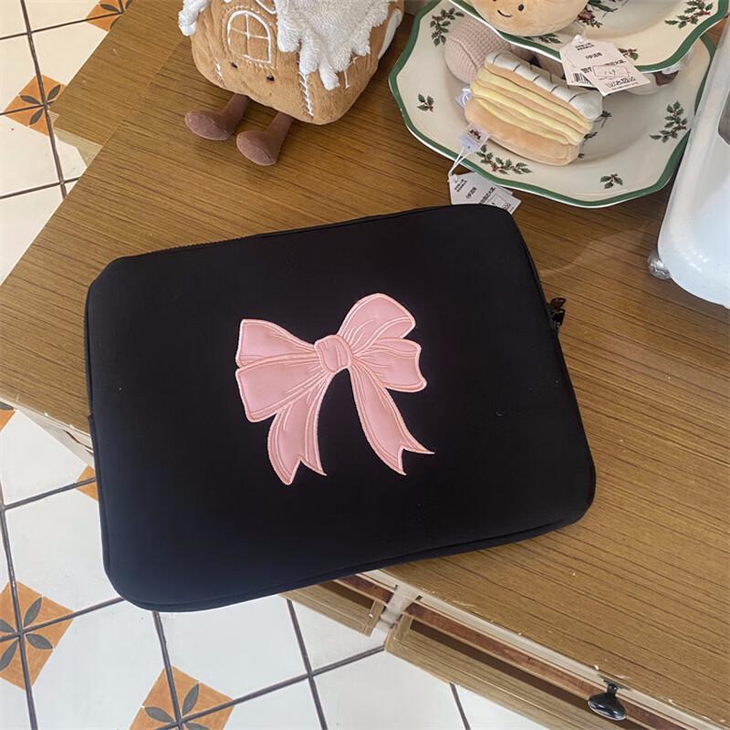 INS Style Embroidered Pink Bow Laptop/Tablet Sleeve