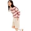 Anta X Cute Town Коллаборация Серия Жизнь Поло Воротник Полосатый Цветовой Блок Свободная Футболка с Длинным Рукавом Женские Топы 162548404-1