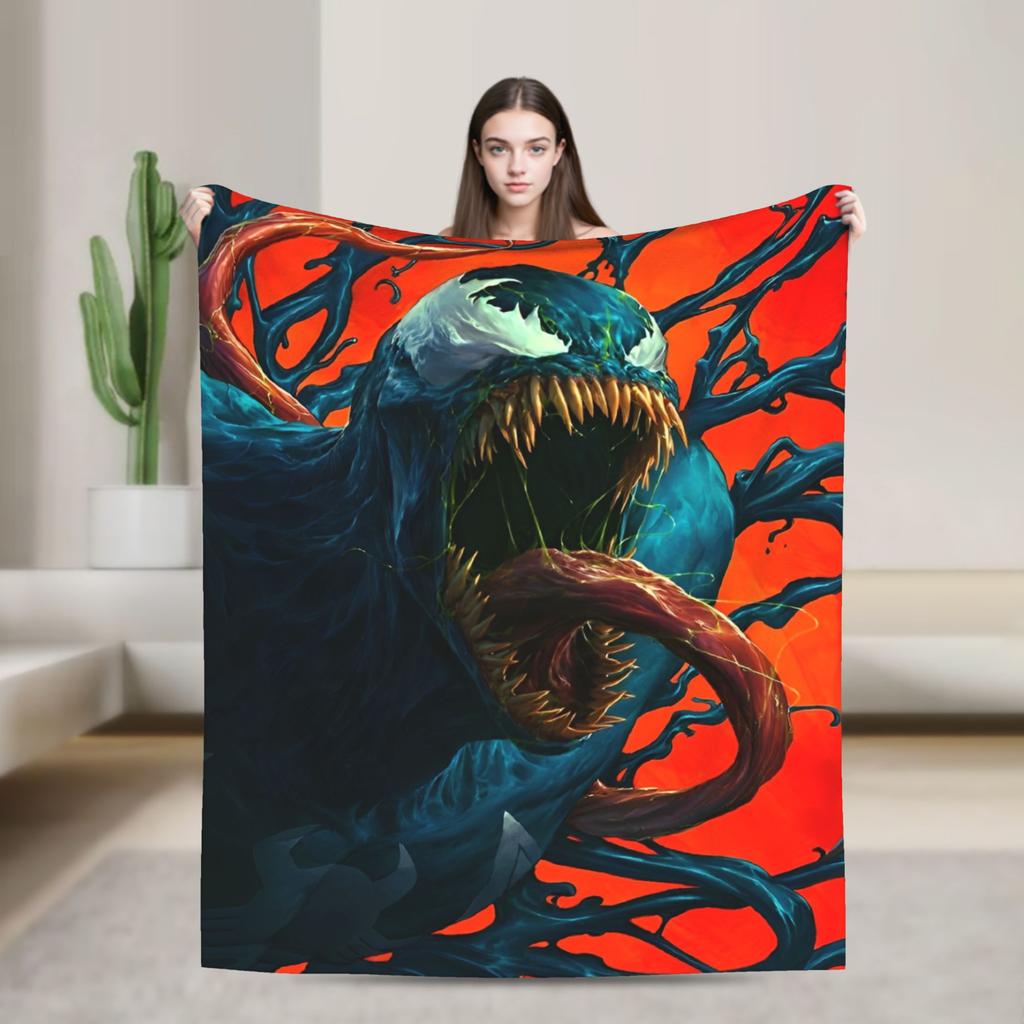 Venom cartoon Blanket  Travel Office Flannel Throw Blanket For Couch Chair Sofa Bed Soft Design Quality Bedspread Gift