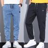 Мужские модные джинсы с эластичной резинкой на талии, спортивные брюки, повседневные прямые уличные свободные джинсы с завязками, большие размеры 8XL