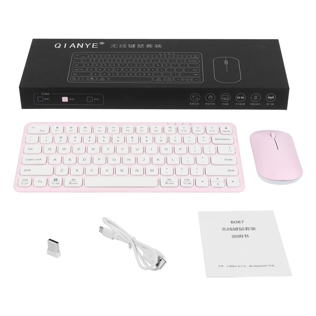 Беспроводная клавиатура и мышь Umechaser Bluetooth Легко подключается по Bluetooth Перезаряжаемая Легко совместима с и Раскладка США Набор, Клавиатура, Милый, Использовать,