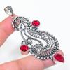 Natural Garnet Gemstone Handmade 925 Sterling Silver Jewelry Pendant 3.39" V8C69