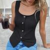 Женский жилет на пуговицах с квадратным вырезом, без рукавов, однотонный, приталенный, сексуальный топ-жилет