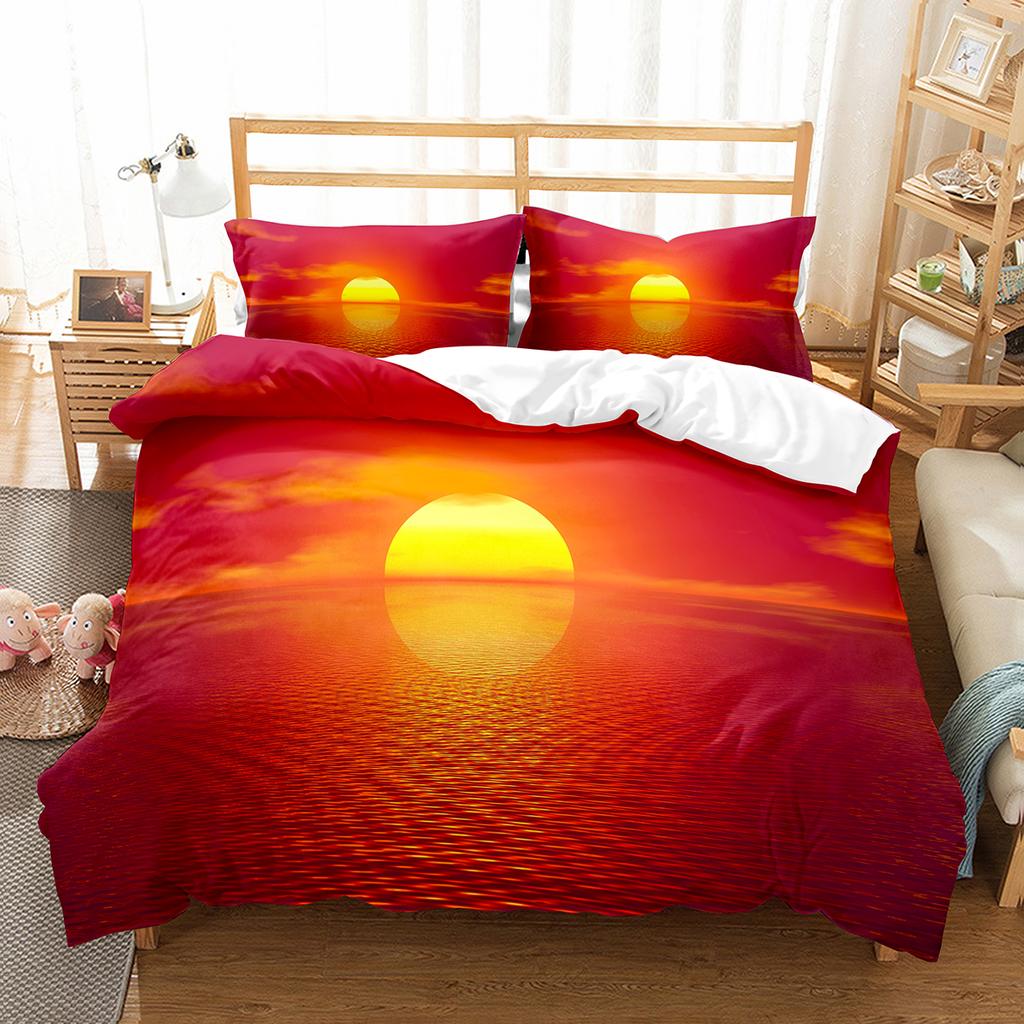 Sun Pattern Duvet Cover Set Double Single Full Size Bohemian Style Bedding Set for Teens Adults Bedroom Decor with Pillowcase
