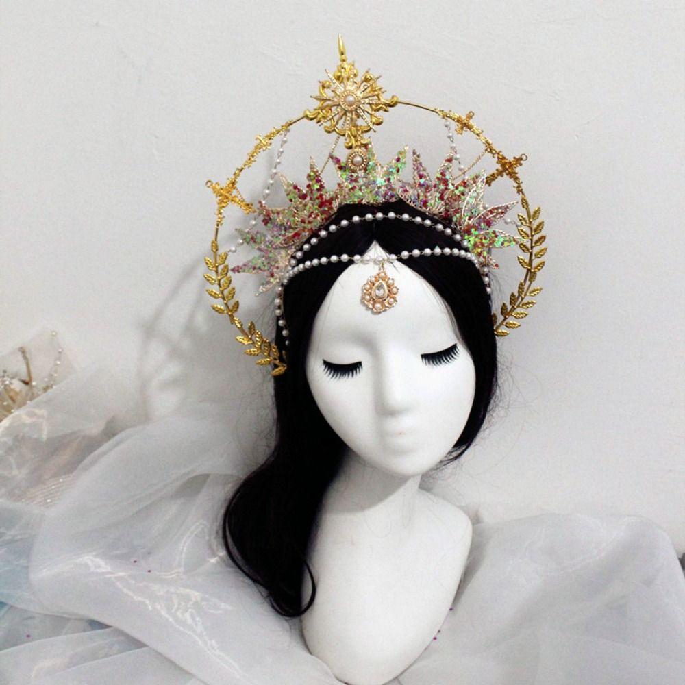Vintage Handmade Gothic Lolita Tiara DIY Crown Material Kits Wedding Headpiece Sun Goddess Headwear