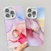 Гальванизированный IMD Мраморный узор, Подходит для чехла для телефона iPhone16 с кольцом-подставкой 15promax Защитный чехол