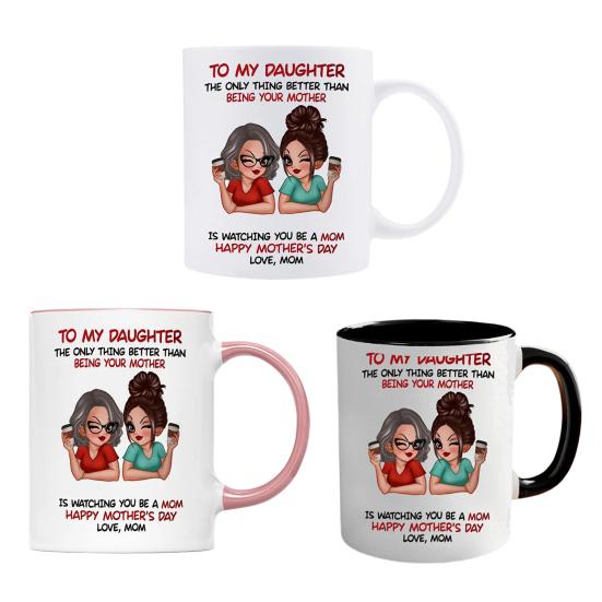 Ceramic Mug for Daughter Personalized Coffee Cup with Non-Slip Handle High-Temperature Fired Multi-Use Gift for Mother's Day Birthday