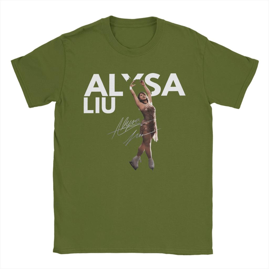Винтажные футболки Alysa Liu USA Skating для унисекс с круглым вырезом, хлопковые футболки с коротким рукавом, идея для подарка, одежда