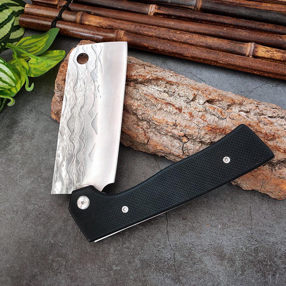 Кухонный нож-тесак из нержавеющей стали G10 с ручкой из углеродного волокна, многофункциональный складной нож для разделки мяса для кухонных принадлежностей