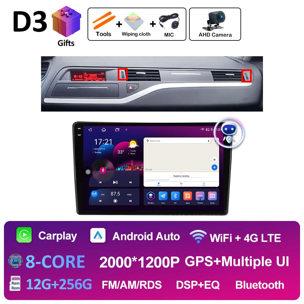 GPS Навигация Android 14 Для Citroen C5 2008 2009 2010 2011 2012 2013 - 2017 Автомобильный Мультимедийный Радио Видеоплеер QLED IPS Экран