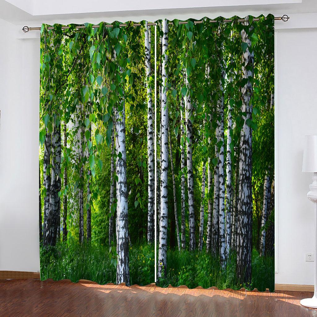HUANZHUANG Woods and Trees Curtains 2 Panel Kids Boys Girls Living Room Bedroom Home Winodw Decor Бесплатная доставка Бесплатная доставка