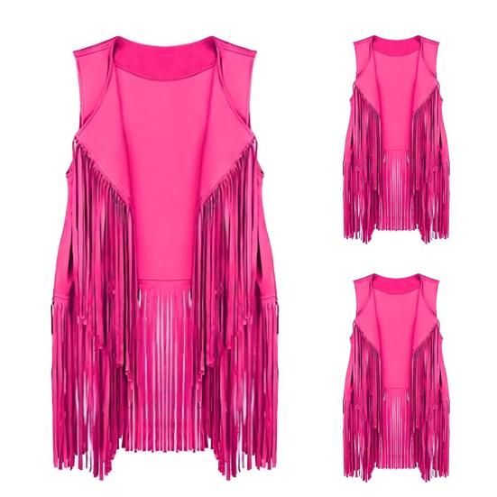 Женский жилет с бахромой, ретро безрукавка, ковбойский западный наряд, кардиган с кисточками с открытой передней частью, верхняя одежда