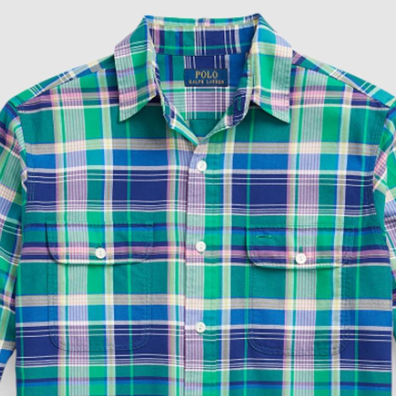 Ralph Lauren SS24 Plaid Point Collar Single Breasted Long Sleeve Shirt Men Multi Color MNPOWOV16823328-999