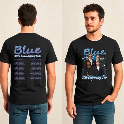 Футболка Blue Boy Band 25-й юбилейный тур 2026, Футболка с датами концертов для фанатов британской музыки