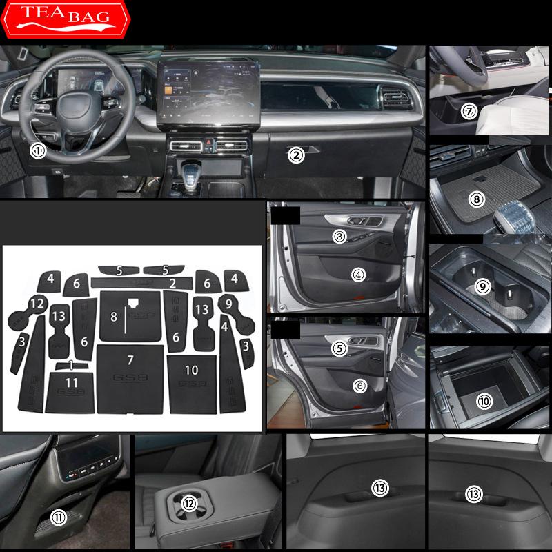 Для Trumpchi GAC GS8 2023 2-го поколения 2024 Автомобильный нескользящий коврик Накладка на паз двери Декоративные аксессуары Подушка-подстаканник из ПУ кожи для дверного паза