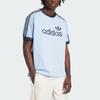 Adidas Оригинальная вязаная футболка премиум-класса свободного кроя в полоску с круглым вырезом, пуловер с коротким рукавом, мужские топы, небесно-голубой JN5557