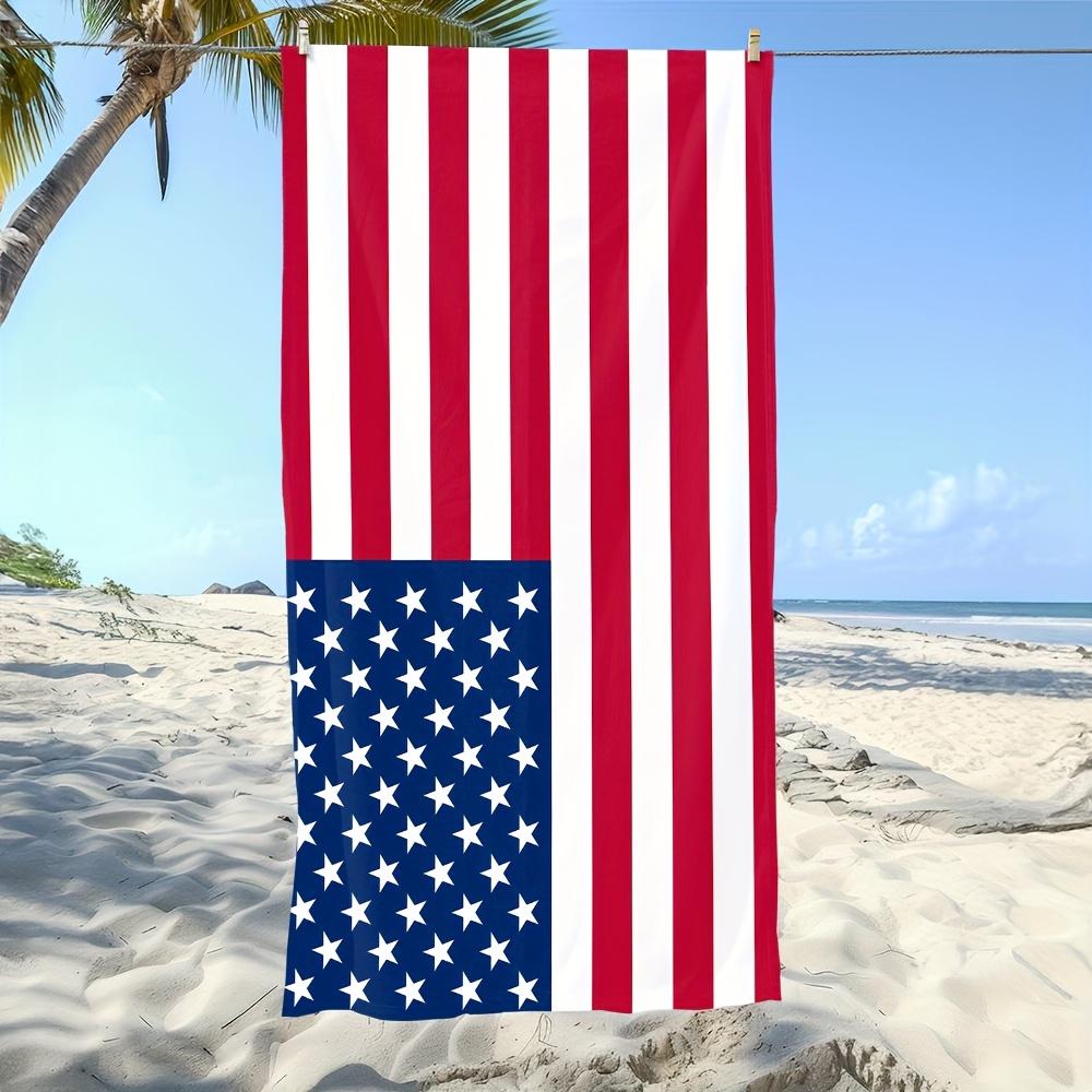 Пляжное полотенце с флагом США Односторонняя печать Быстросохнущее микрофибровое пляжное полотенце Бассейн Пляж Плавание Патриотический декор Классический Гордый подарок
